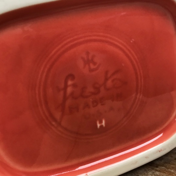 Retro l 1996 Homer Laughlin Fiesta 60 Anniversary Retired Persimmon Disk Pitcher - Picture 12 of 14